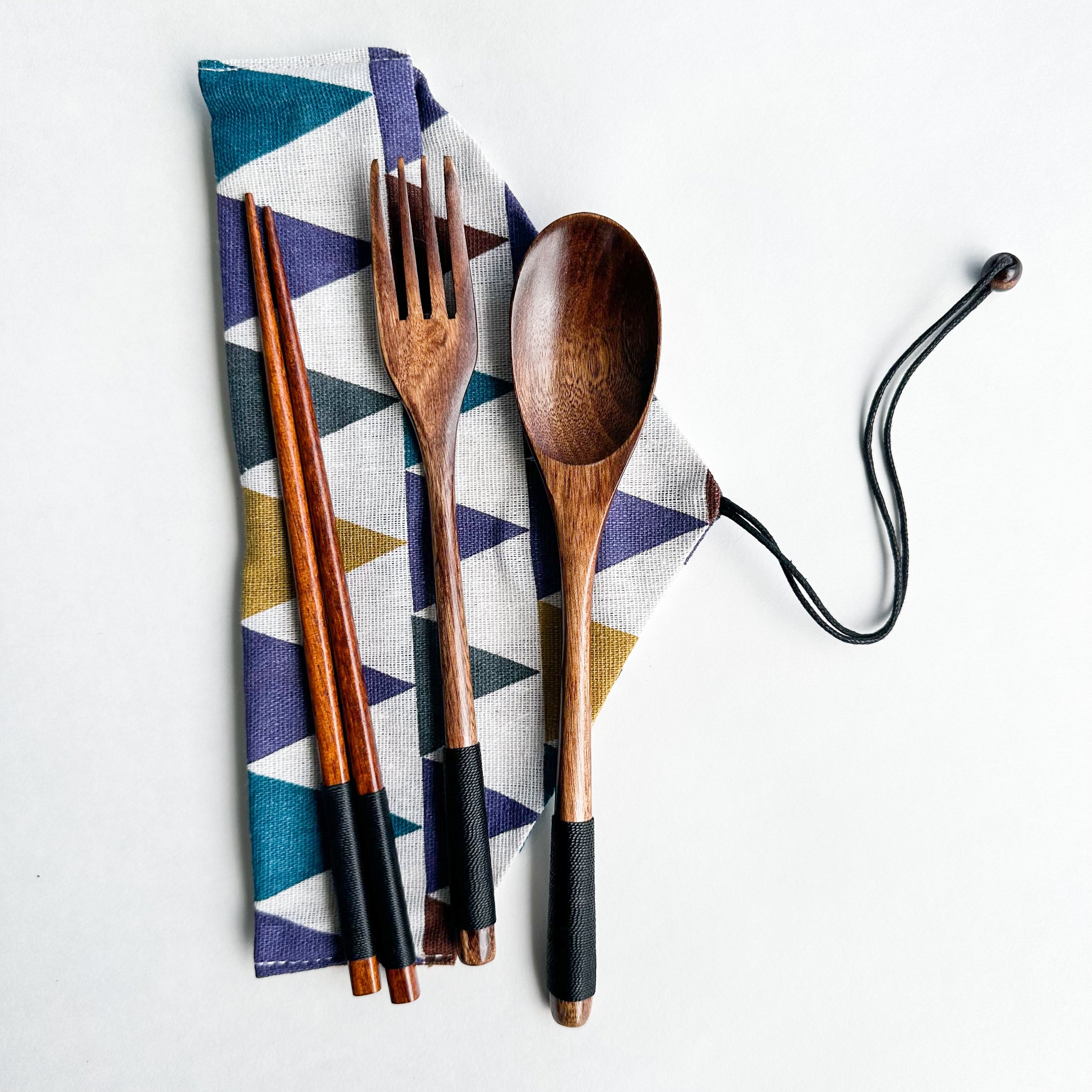 Reusable Handmade Natural Wood Cutlery Set - Plastic Free