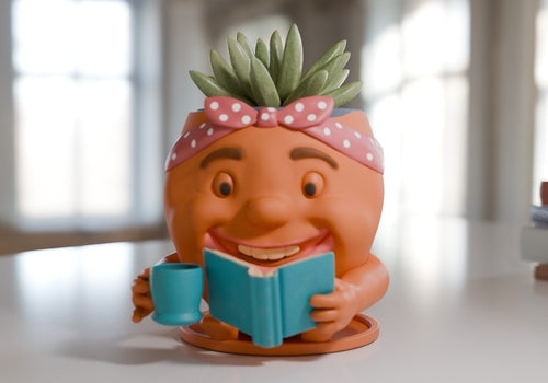 Cute Potted Plant Pot with Coffee Cup and Book | Potted Plant Cute |