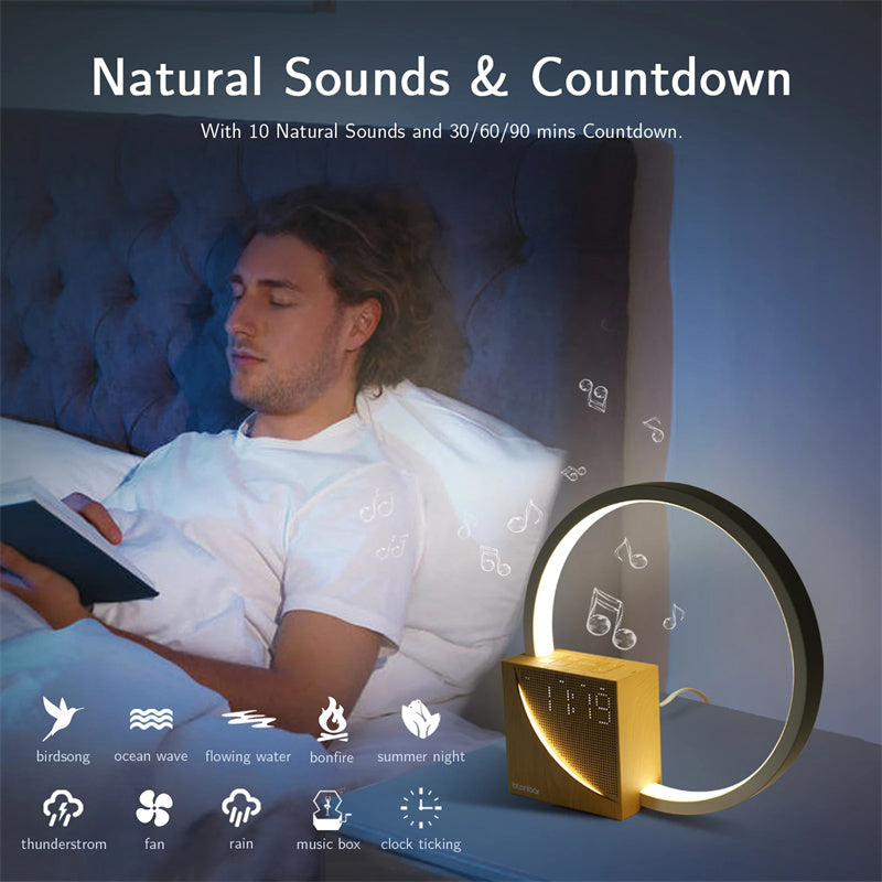 Bedside/Desk Touch Lamp With Natural Sounds, Alarm Clock, and 3 Levels of Brightness