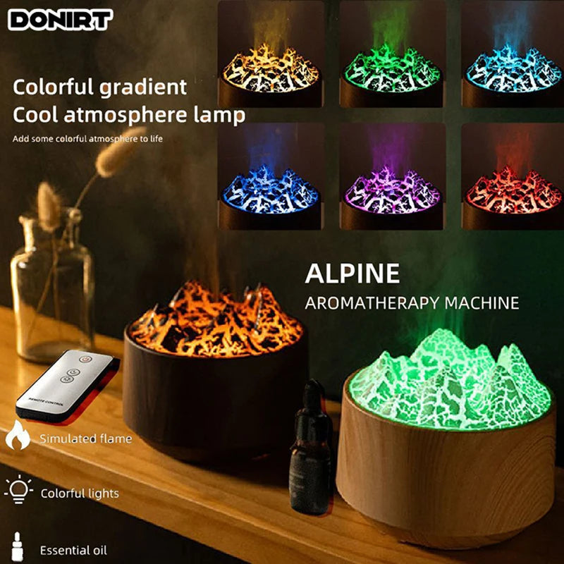 Volcanic Crack Aromatherapy Wood Grain Humidifier for Home Office