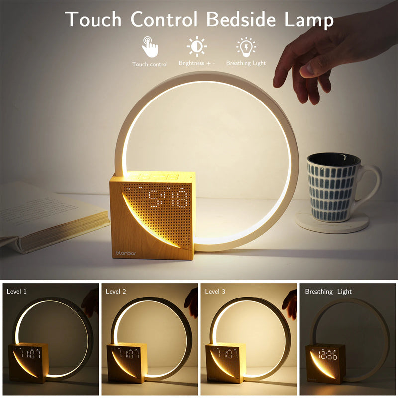 Bedside/Desk Touch Lamp With Natural Sounds, Alarm Clock, and 3 Levels of Brightness