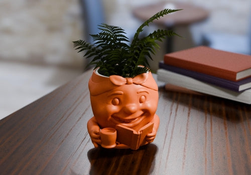 Cute Potted Plant Pot with Coffee Cup and Book | Potted Plant Cute |